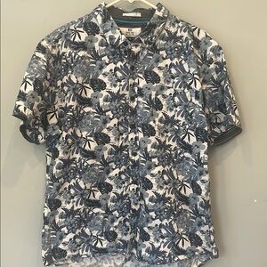 Floral Blue and White Men's Shirt